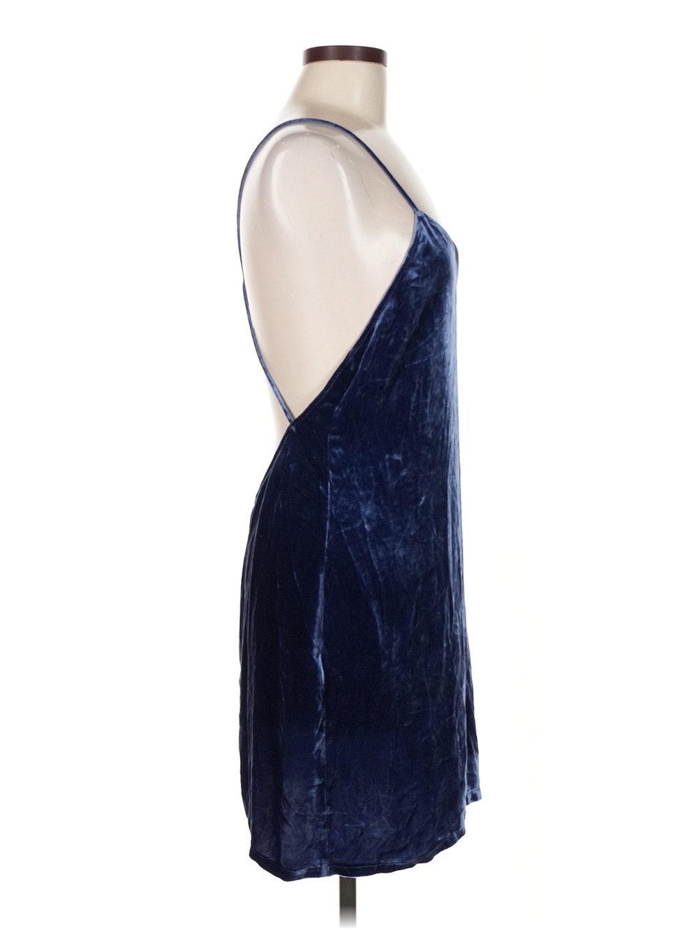 Reformation Crushed Velvet Blue Mini Slip Dress - Picture 2 of 9
